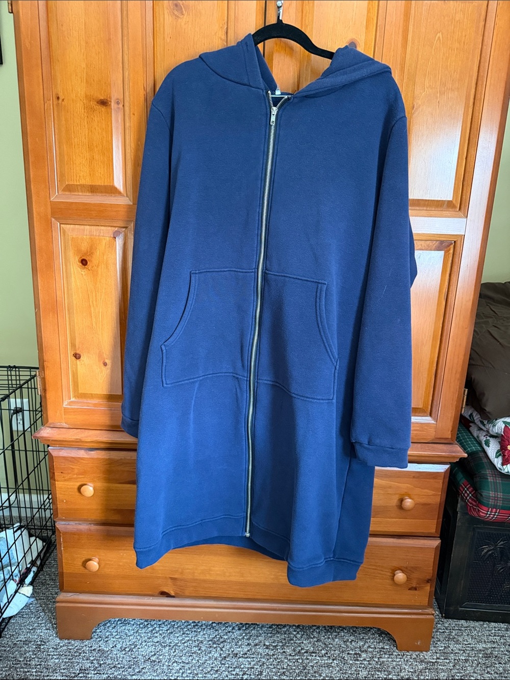 Women's Navy Zip-Up Hooded Coat